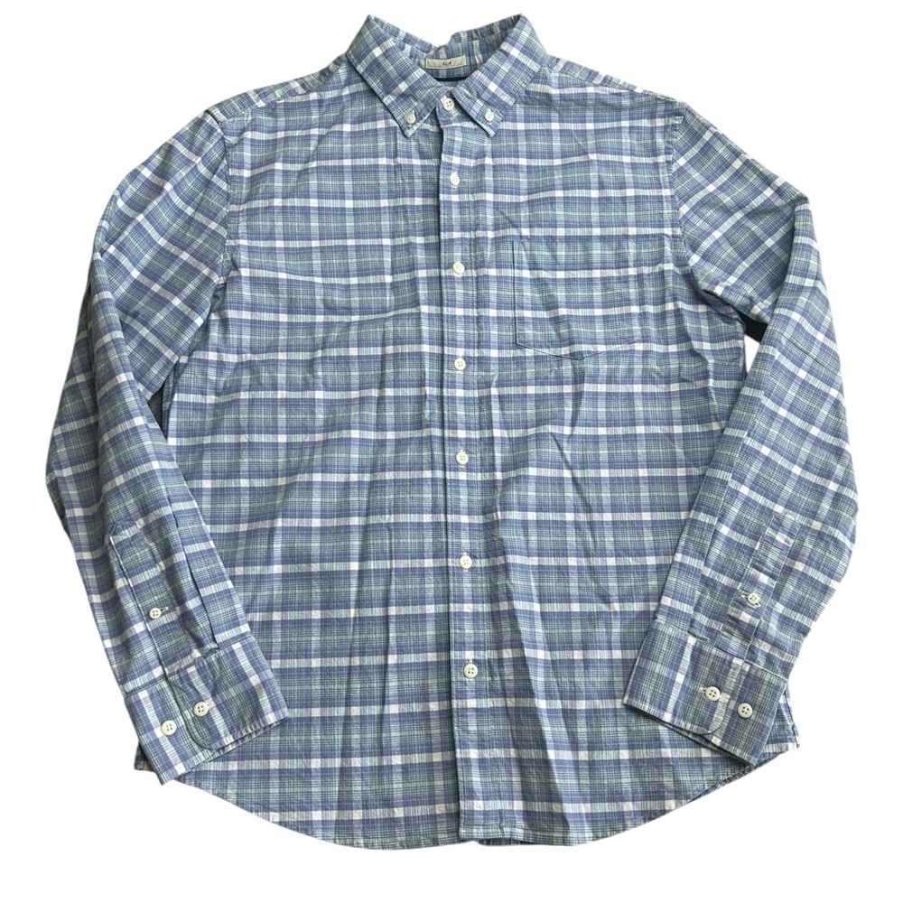 Hawker Rye Men’s Large Slim Fit Flannel Shirt‎ Oxford Plaid Blue Purple Gray